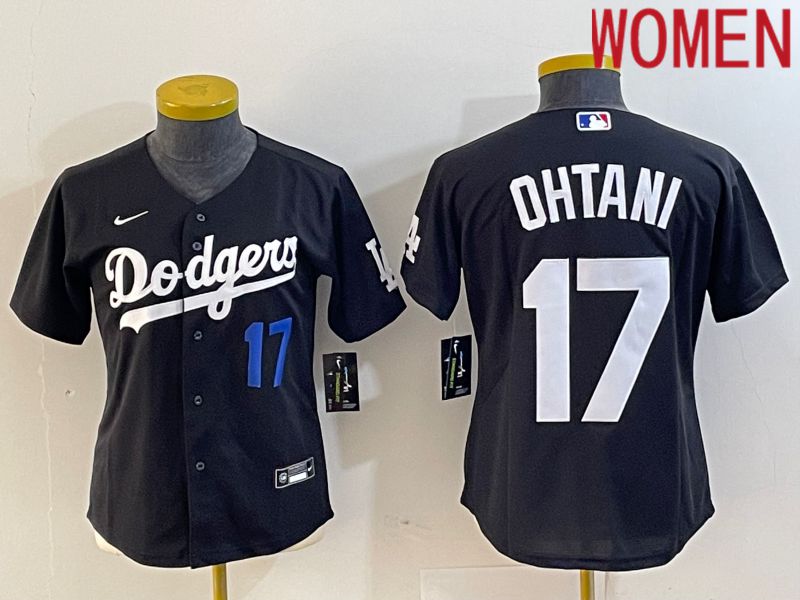Women Los Angeles Dodgers #17 Ohtani Black Nike Game MLB Jersey style 2->women mlb jersey->Women Jersey